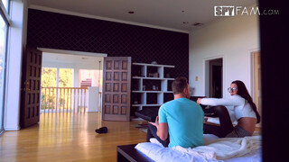 Beautiful Sister Fucks Brother in Bedroom with Glasses