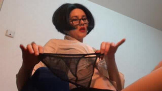 Sexy Young Mom in Glasses Performs Erotic Striptease