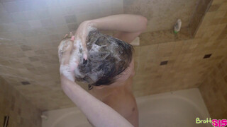 Redhead Sis Fucked by Glasses-Wearing Bro in Bathroom