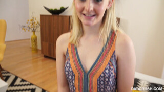 Daughter Eagerly Sucks Father's Cock on Knees