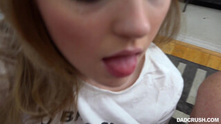 Chubby Teen Learns to Suck Cock: Father's Penis Practice Session