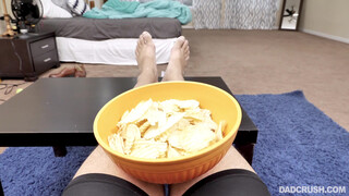 Blonde Teen Eagerly Sucking Dad's Cock While Mom's at Work