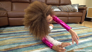 Gymnast Daughter Tumbles in Bed with Dad: Curly-Haired Teen Romance