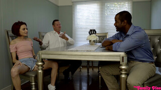 Redhead Dad Licks Daughter's Pussy with Tip of Tongue