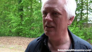 Young Chick Doggy-Style Fucked by Grandpa on Table