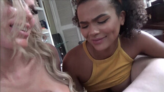 Granddaughter & Mom Share Grandpa's Cock: Chocolate Threesome