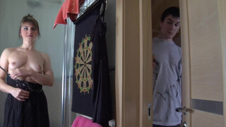 Russian son fucks mature mother in the pussy after taking a shower