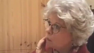 A bespectacled German granny blows her grandson and lets him fuck her